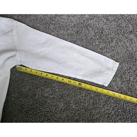 Russ Berens Linen Top White Floral Stitching Button Up Long Sleeve X Small USA - Picture 10 of 14